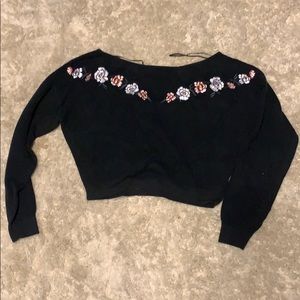Off the shoulder crop top sweater